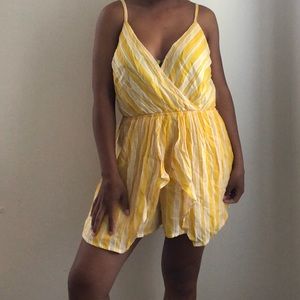 Yellow and white stripped romper